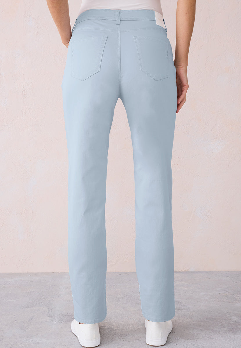 BRAX Superior Cotton Carola Straight Leg Trouser - Soft Blue