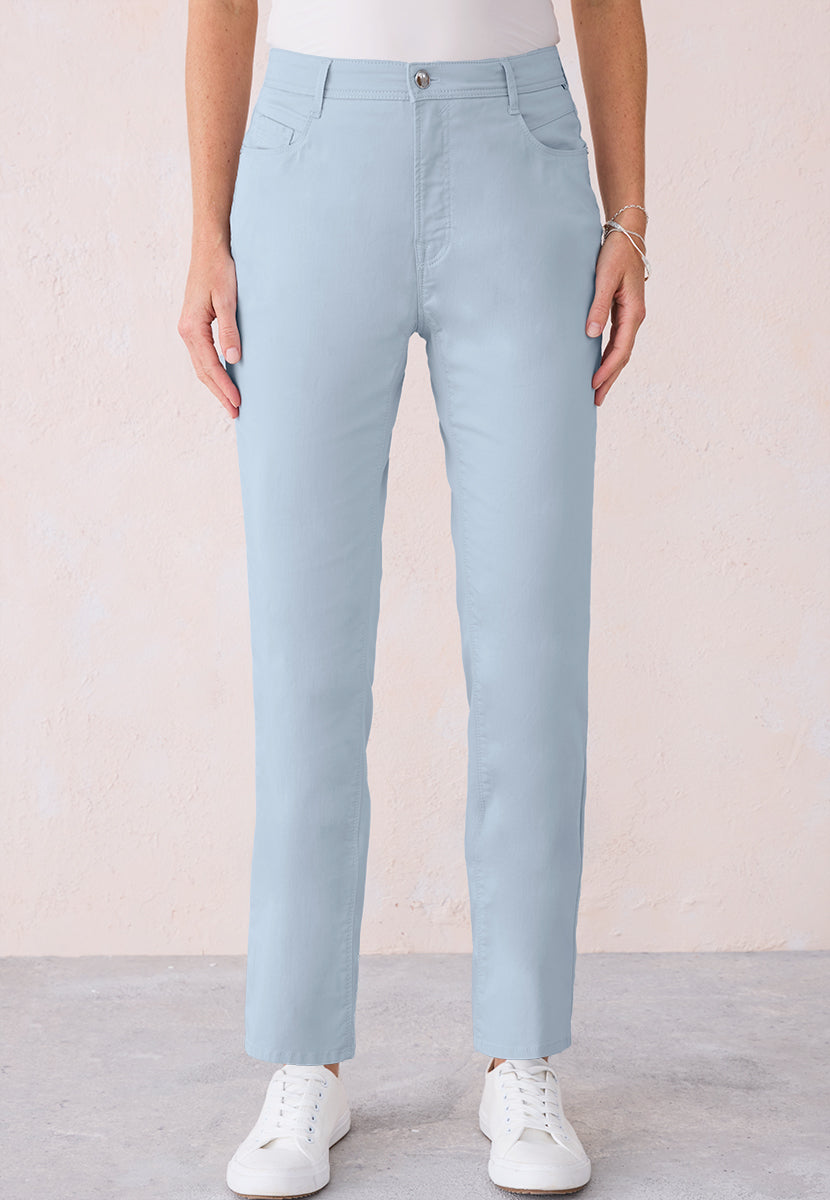 BRAX Superior Cotton Carola Straight Leg Trouser - Soft Blue