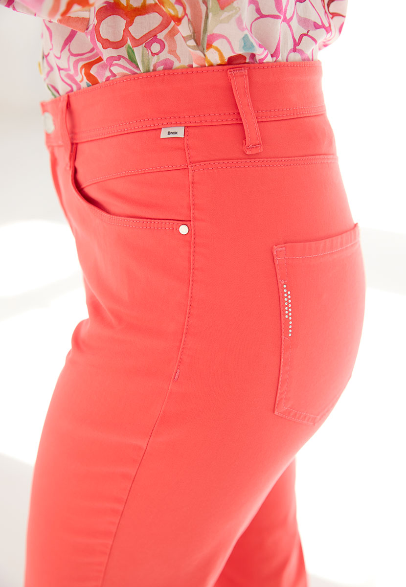 BRAX Superior Cotton Mary Slim Leg Trousers - Bright Sienna Orange Comfortable Soft Fabric with Excellent Shape Retention detail View