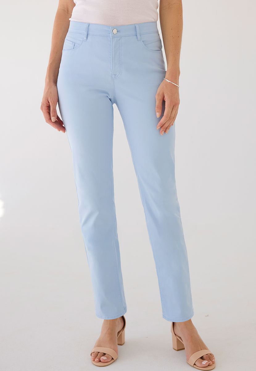 BRAX Superior Cotton Mary Slim Leg Trousers - Pale Blue Comfortable Soft Fabric with Excellent Shape Retention Front Alt