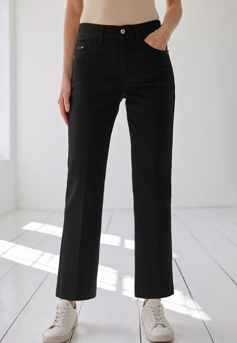 May Slim Leg Ankle Grazer Jean - Black Denim