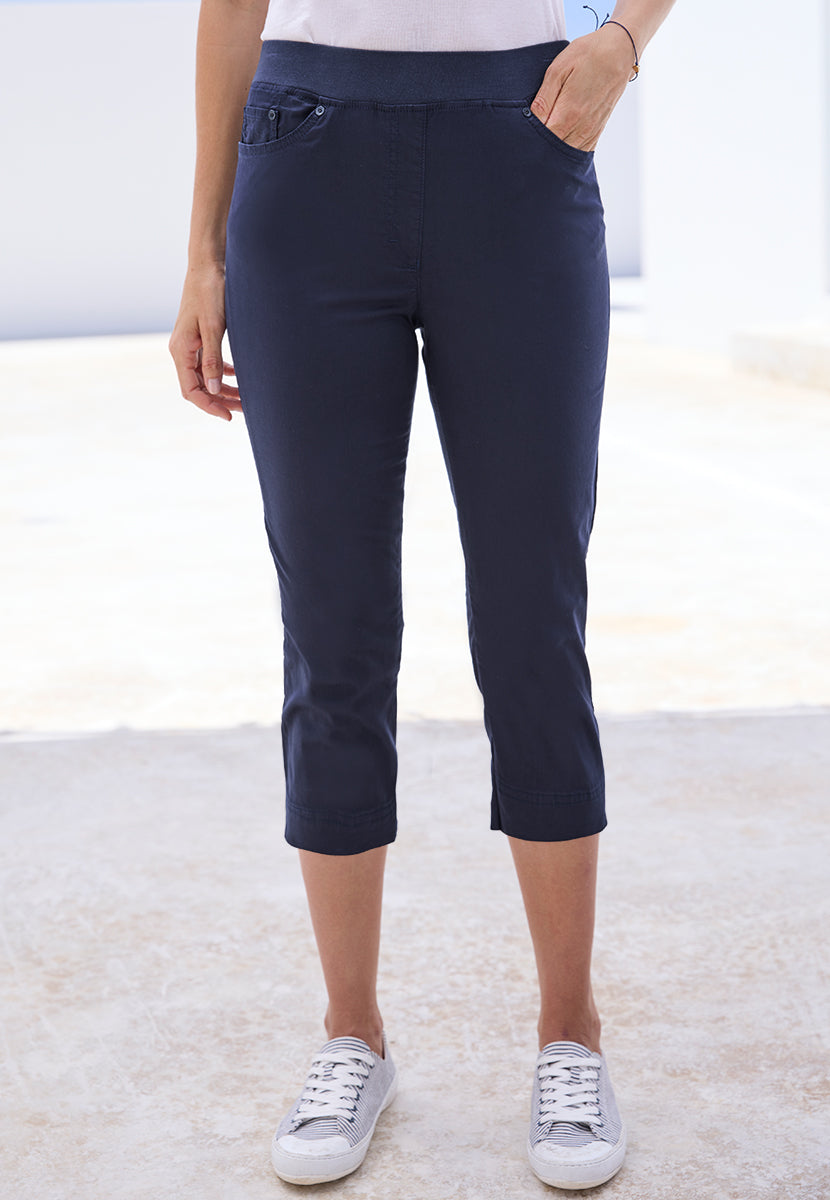 BRAX Pamina Pull on Crop Trouser - Dark Navy