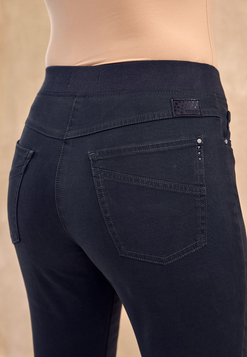 BRAX Pamina Straight Leg Pull on Elasticated Waist Trouser - Dark Navy Back View
