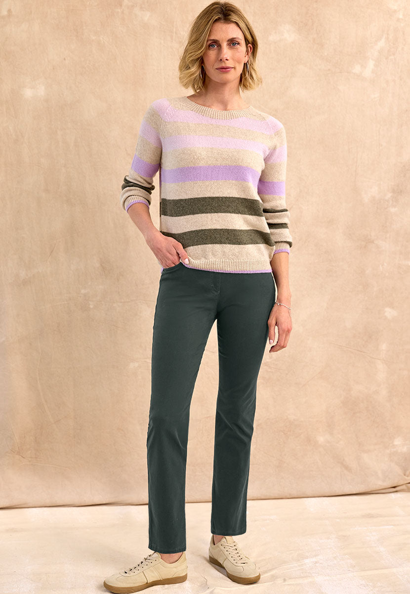 BRAX Pamina Straight Leg Pull on Elasticated Waist Trouser - Deep Pine