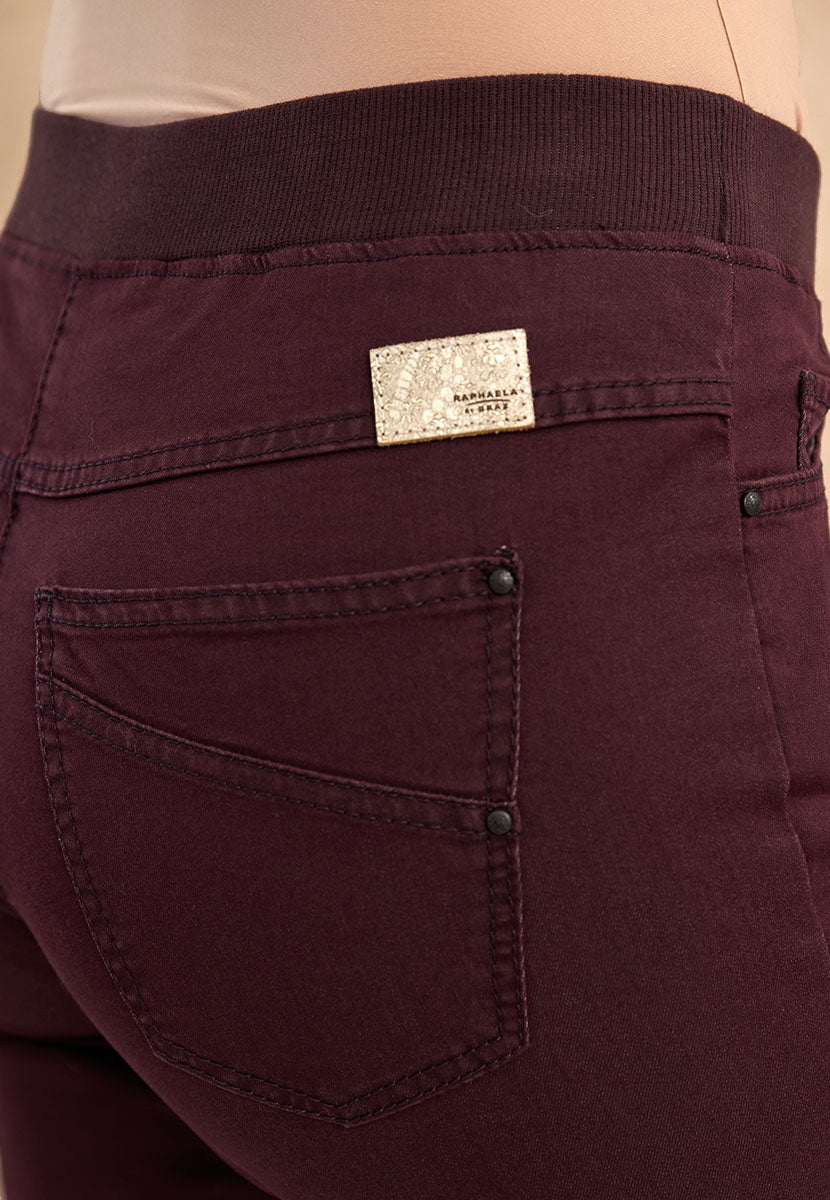 BRAX Pamina Straight Leg Pull on Elasticated Waist Trouser - Prune