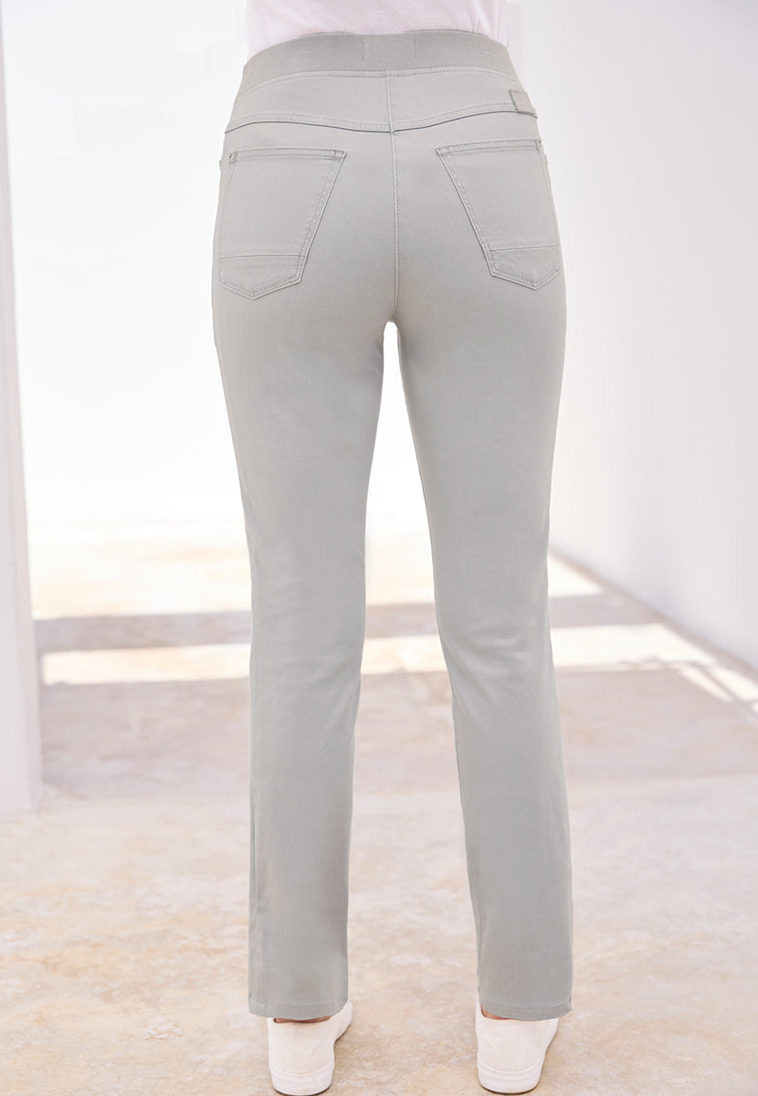 BRAX Pamina Straight Leg Pull on Elasticated Waist Trouser - Silver