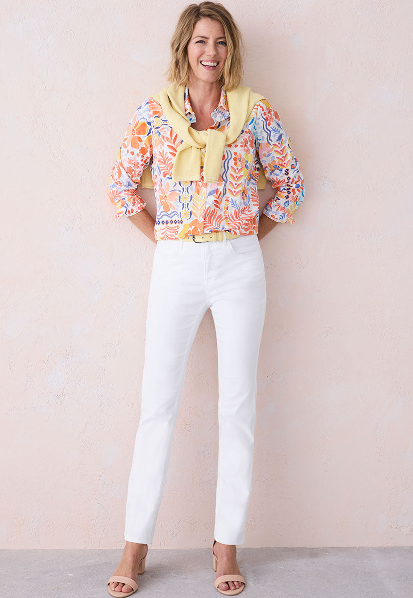 BRAX Summer Denim Mary Trouser - White