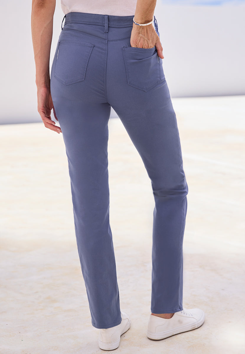 BRAX Superior Cotton Mary Slim Leg Trouser - Slate Blue