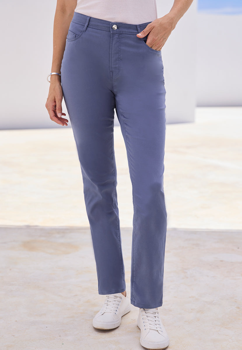 BRAX Superior Cotton Mary Slim Leg Trouser - Slate Blue