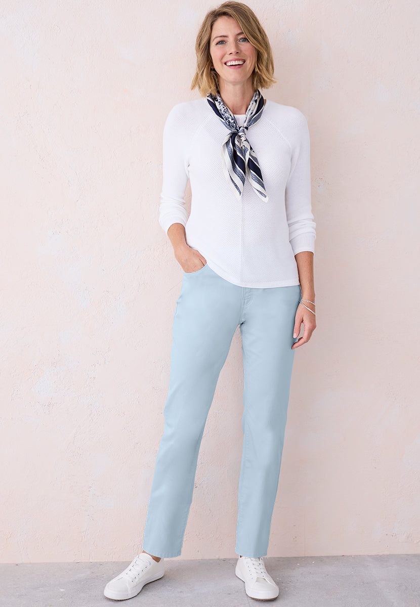 BRAX Superior Cotton Mary Slim Leg Trouser - Soft Blue