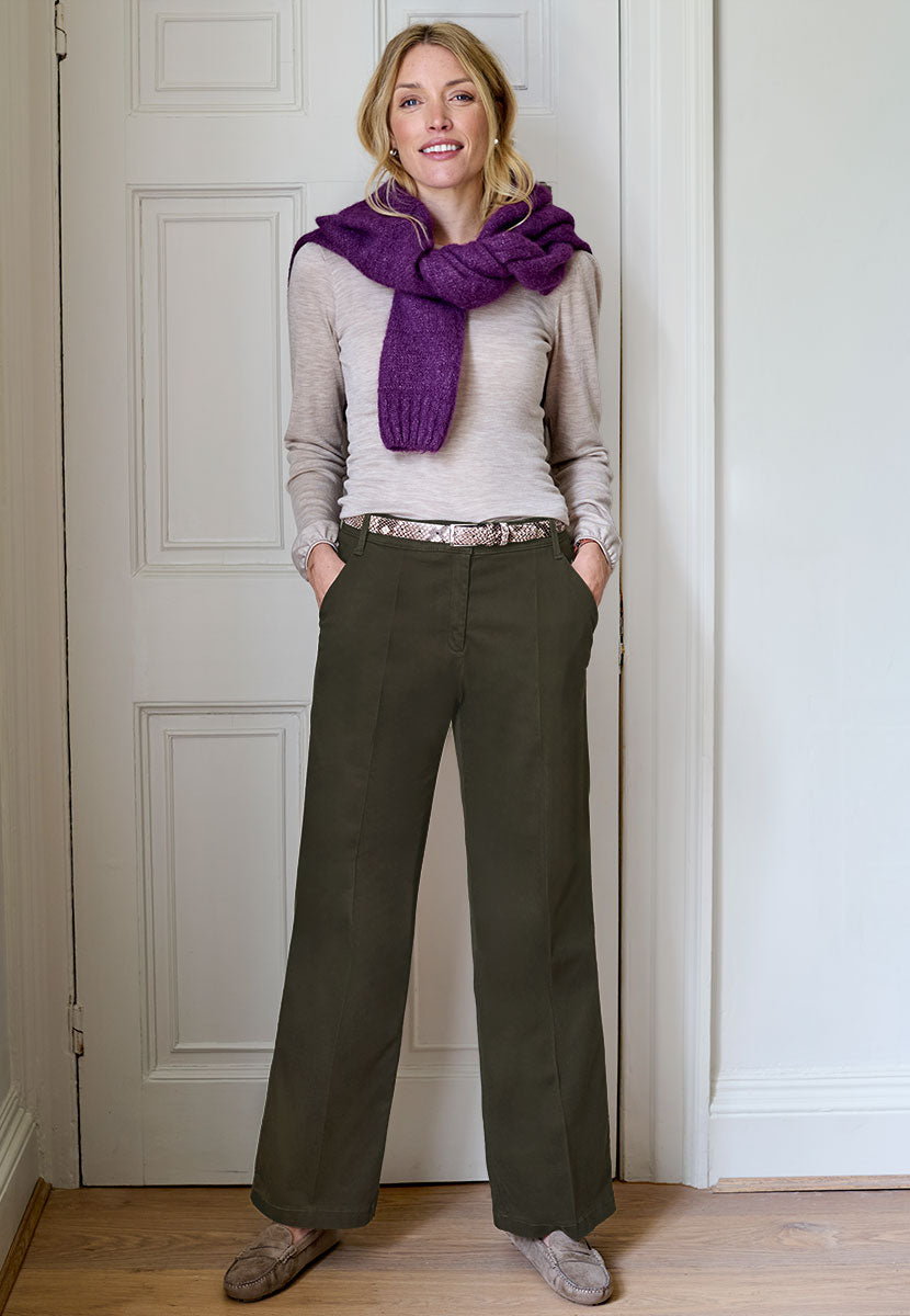 BRAX Maine Winter Dream Trouser 30 Inch Leg - Khaki Warm Peached Finish Slant Pockets Structured Waist For Comfort