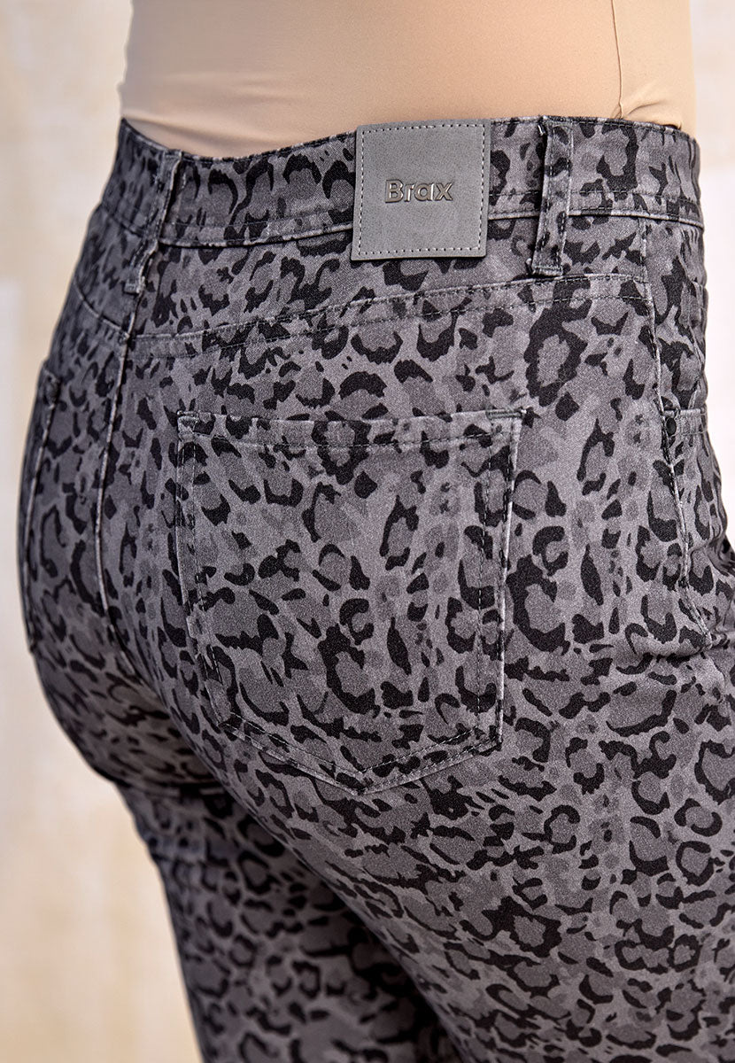 BRAX Winter Dream Mary Fit Trouser - Grey Leopard Print