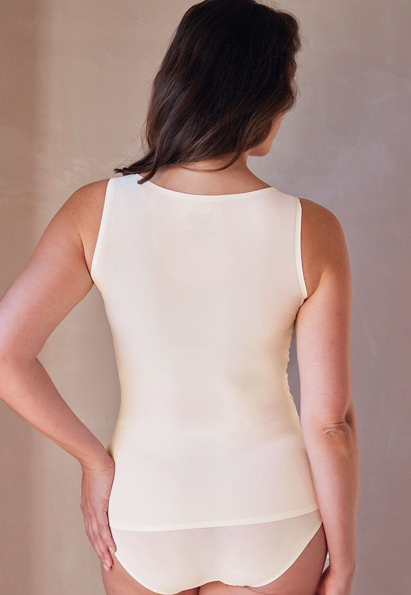 Chantelle Soft Stretch Sleeveless Vest - Ivory One Size Ultra-stretch Seamless Beautifully Soft Fabric Back View