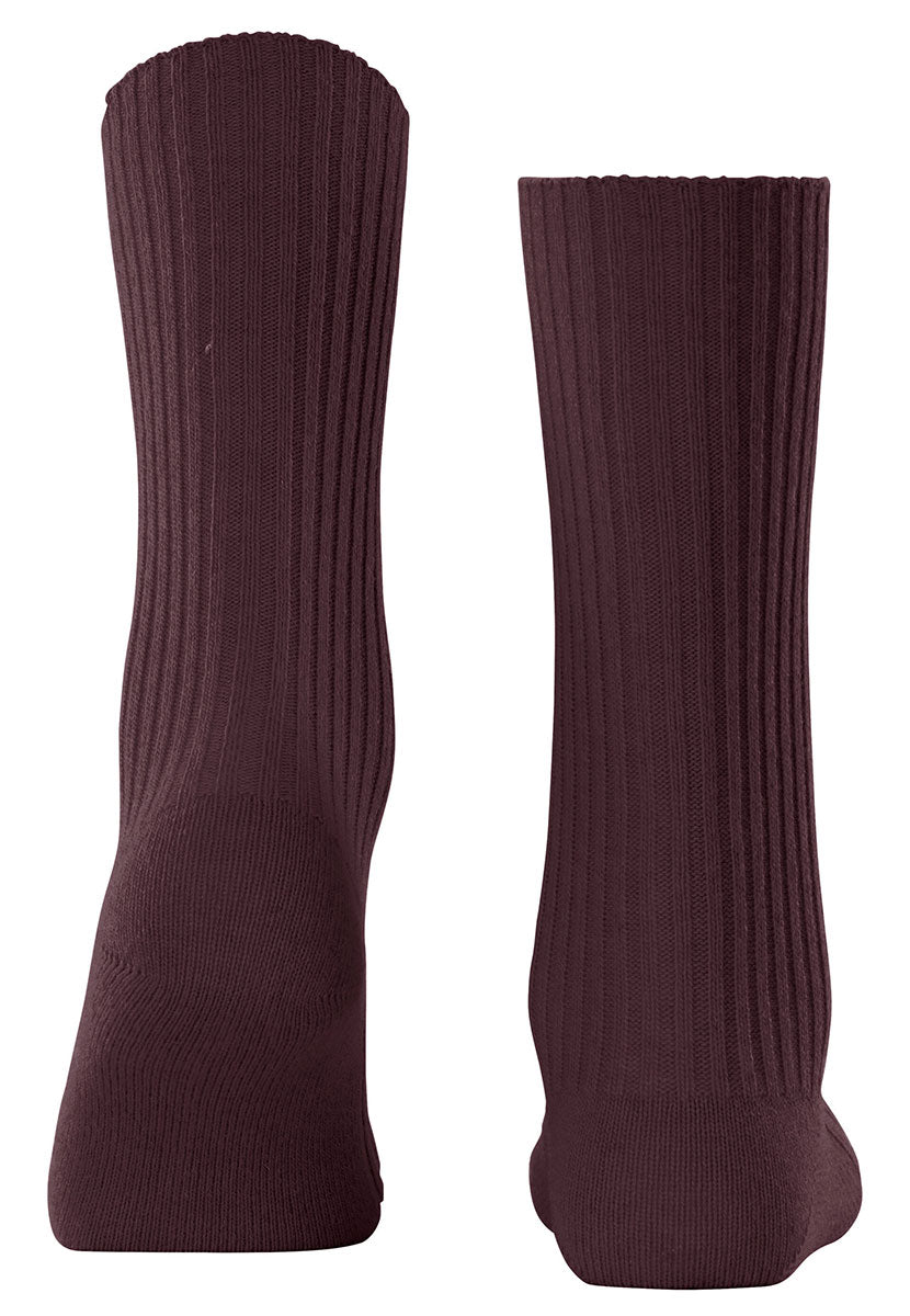 Falke Cosy Wool Ribbed Boot Socks - Barolo Dark Red Wool and Cashmere Warm and Comfortable Falke Perfect Fit Reinforced Seams Last Quality Back View
