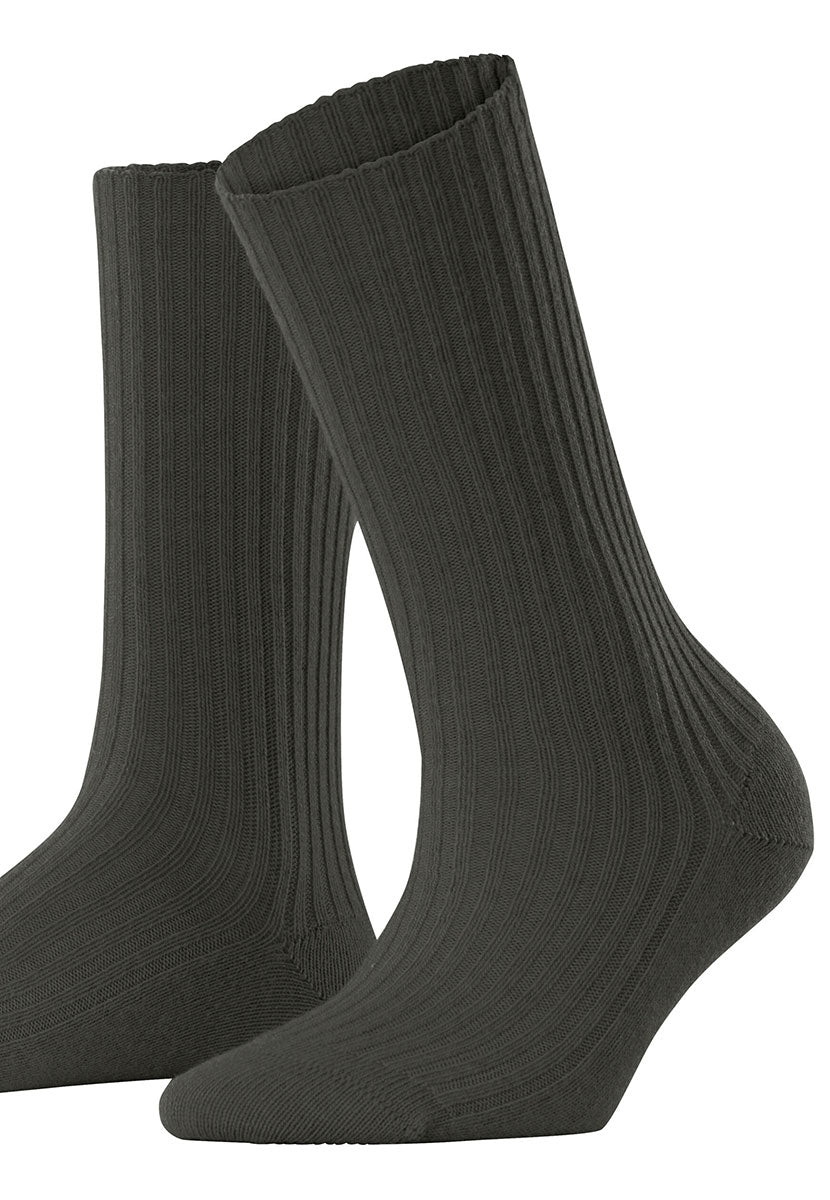 Falke Cosy Wool Ribbed Boot Socks - Khaki Forest Green Wool and Cashmere Warm and Comfortable Falke Perfect Fit Reinforced Seams Last Quality