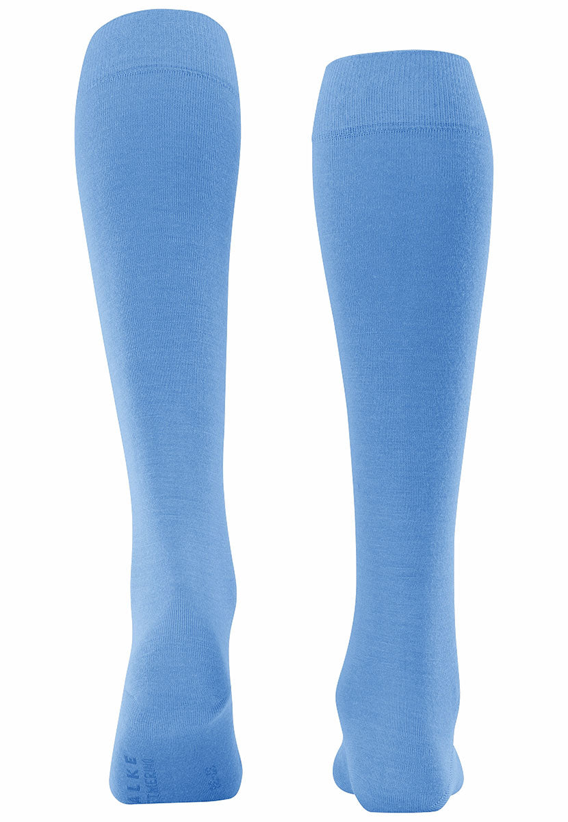 Falke Merino Knee High Socks - True Blue Fine Merino Wool Skin-Kind Cotton Comfort Top Reinforced Heel and Toe Back View