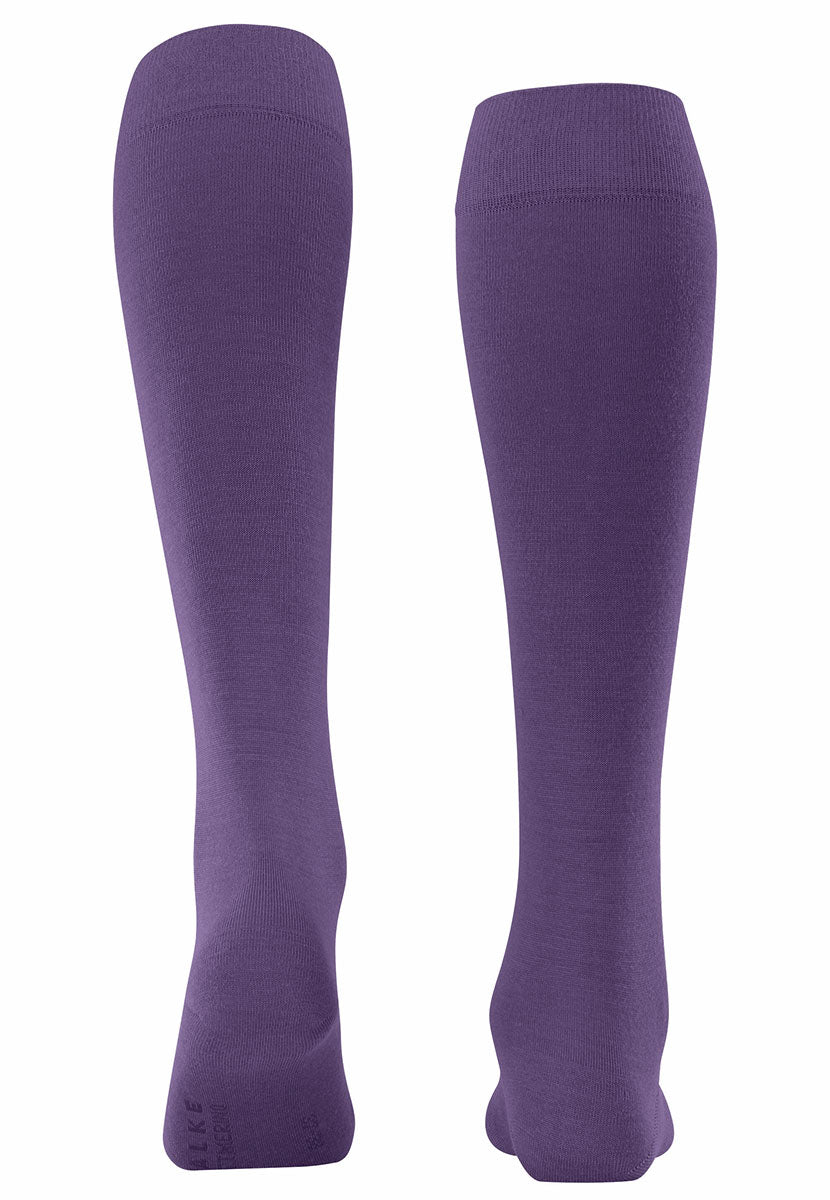 Falke Merino Knee High Socks - Wineberry Fine Merino Wool Skin-Kind Cotton Comfort Top Reinforced Heel and Toe Back View