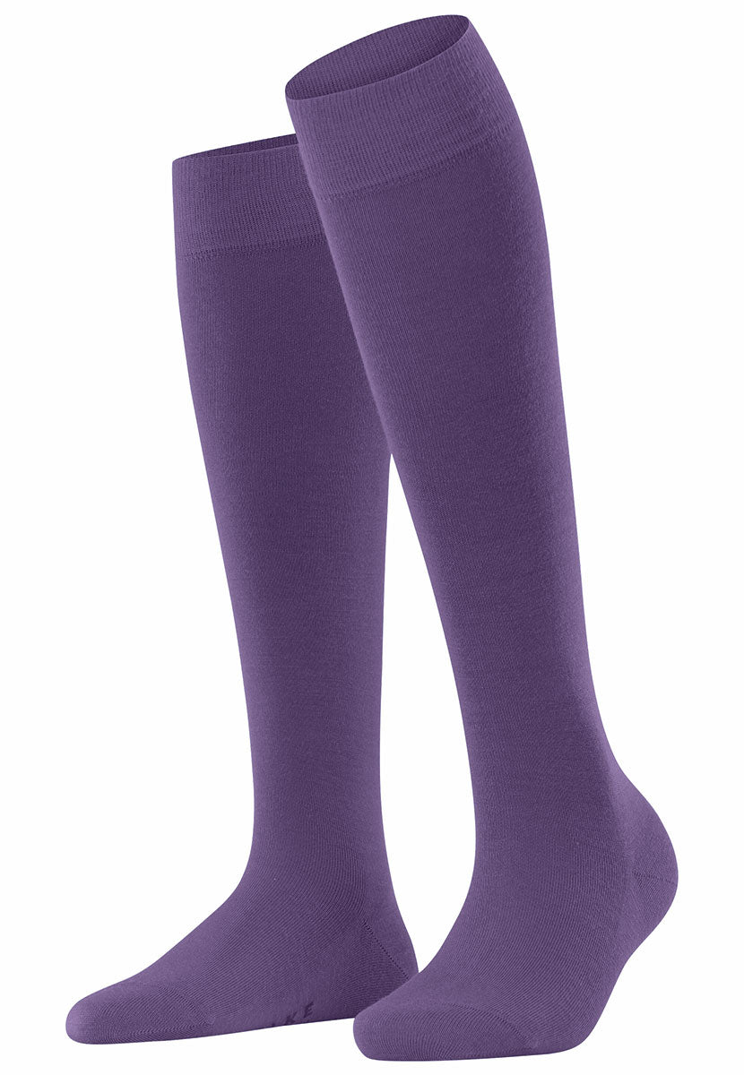 Falke Merino Knee High Socks - Wineberry Fine Merino Wool Skin-Kind Cotton Comfort Top Reinforced Heel and Toe