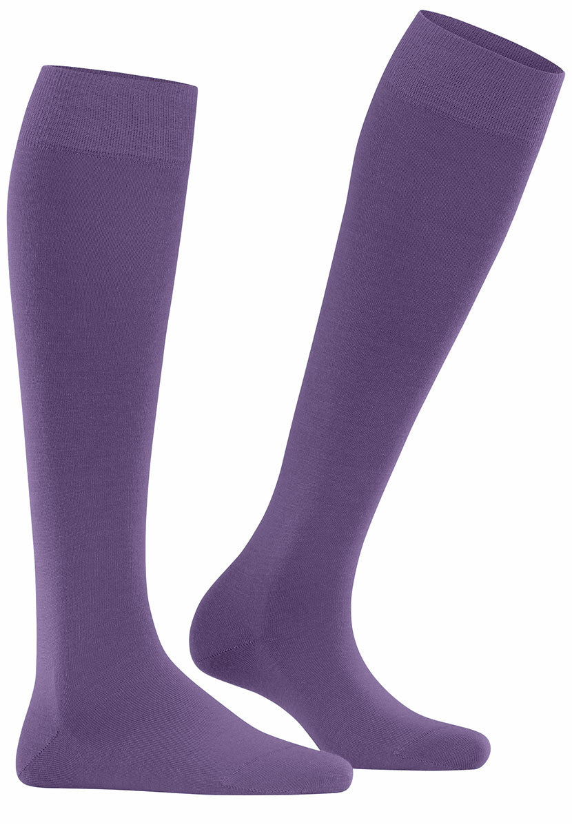 Falke Merino Knee High Socks - Wineberry Fine Merino Wool Skin-Kind Cotton Comfort Top Reinforced Heel and Toe Side View