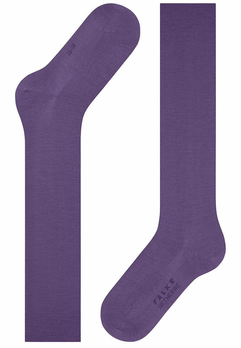 Falke Merino Knee High Socks - Wineberry Fine Merino Wool Skin-Kind Cotton Comfort Top Reinforced Heel and Toe Flat View