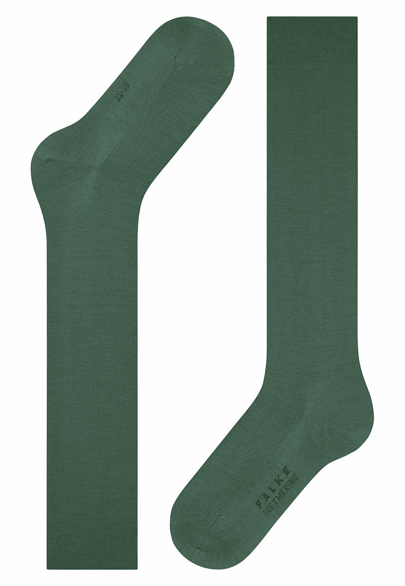 FALKE Soft Merino Knee High Sock - Pine Green Flat View