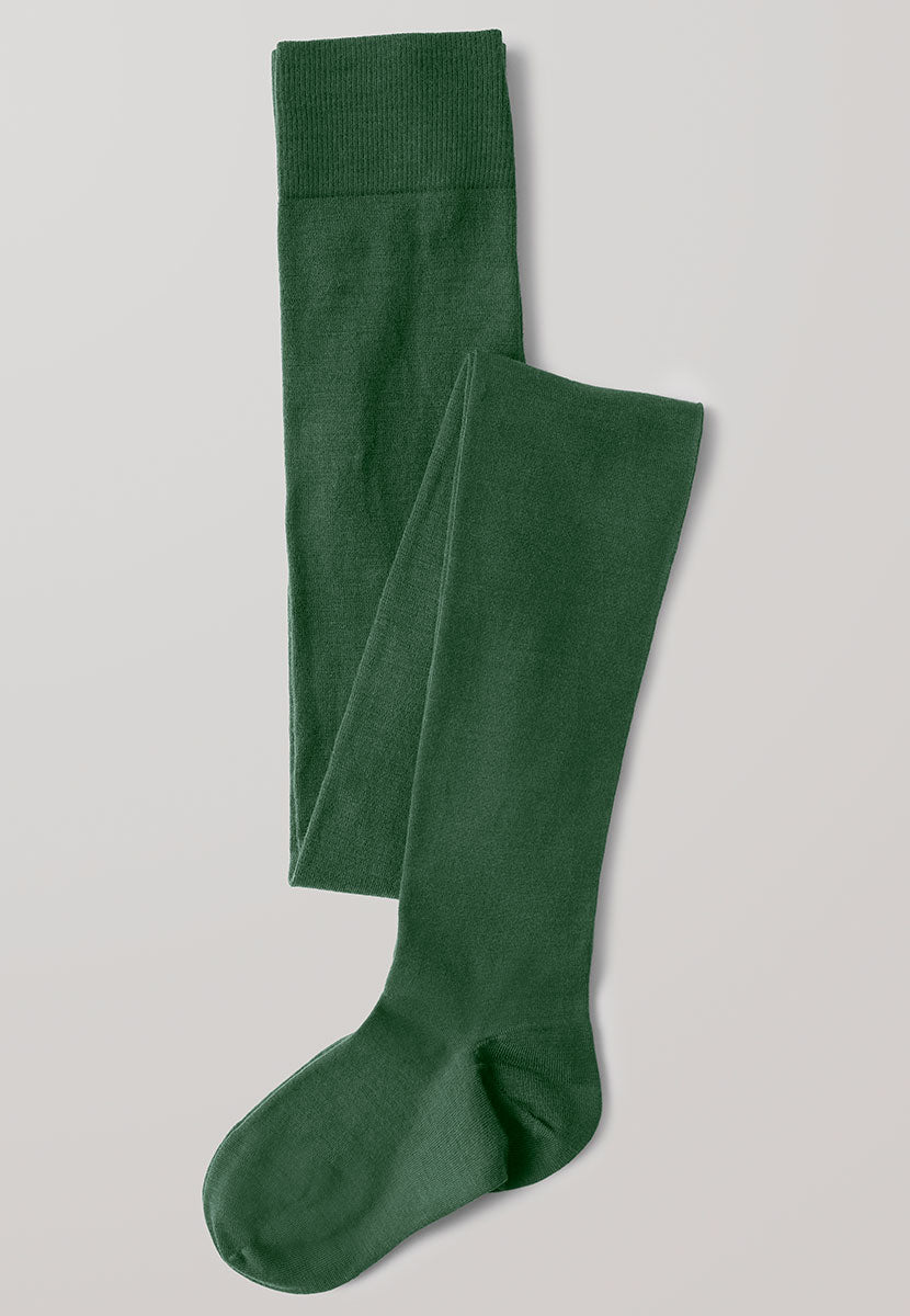 FALKE Soft Merino Tights - Pine Green Front View