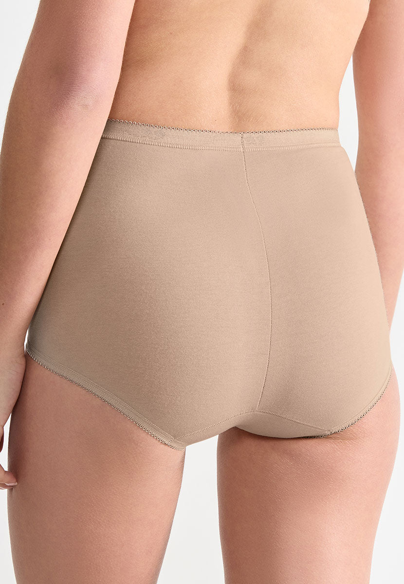 Sloggi 3 Pack Basic Maxi Brief - Nude Flattering and Supportive High Waist in Super Soft Cotton Fabric Back View