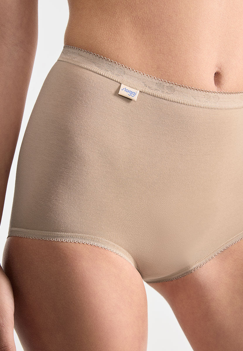 Sloggi 3 Pack Basic Maxi Brief - Nude Flattering and Supportive High Waist in Super Soft Cotton Fabric Detail View