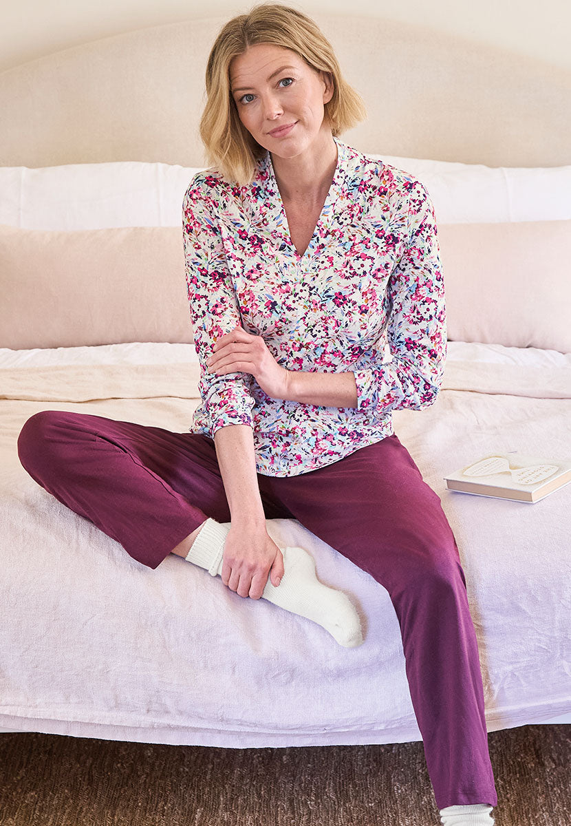Sophia Pure Cotton Pyjama Set - Palencia Print Front View