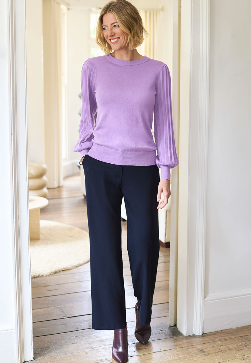 TONI Carrie Tailored Trouser - Dark Navy Front View with Abigail Heather