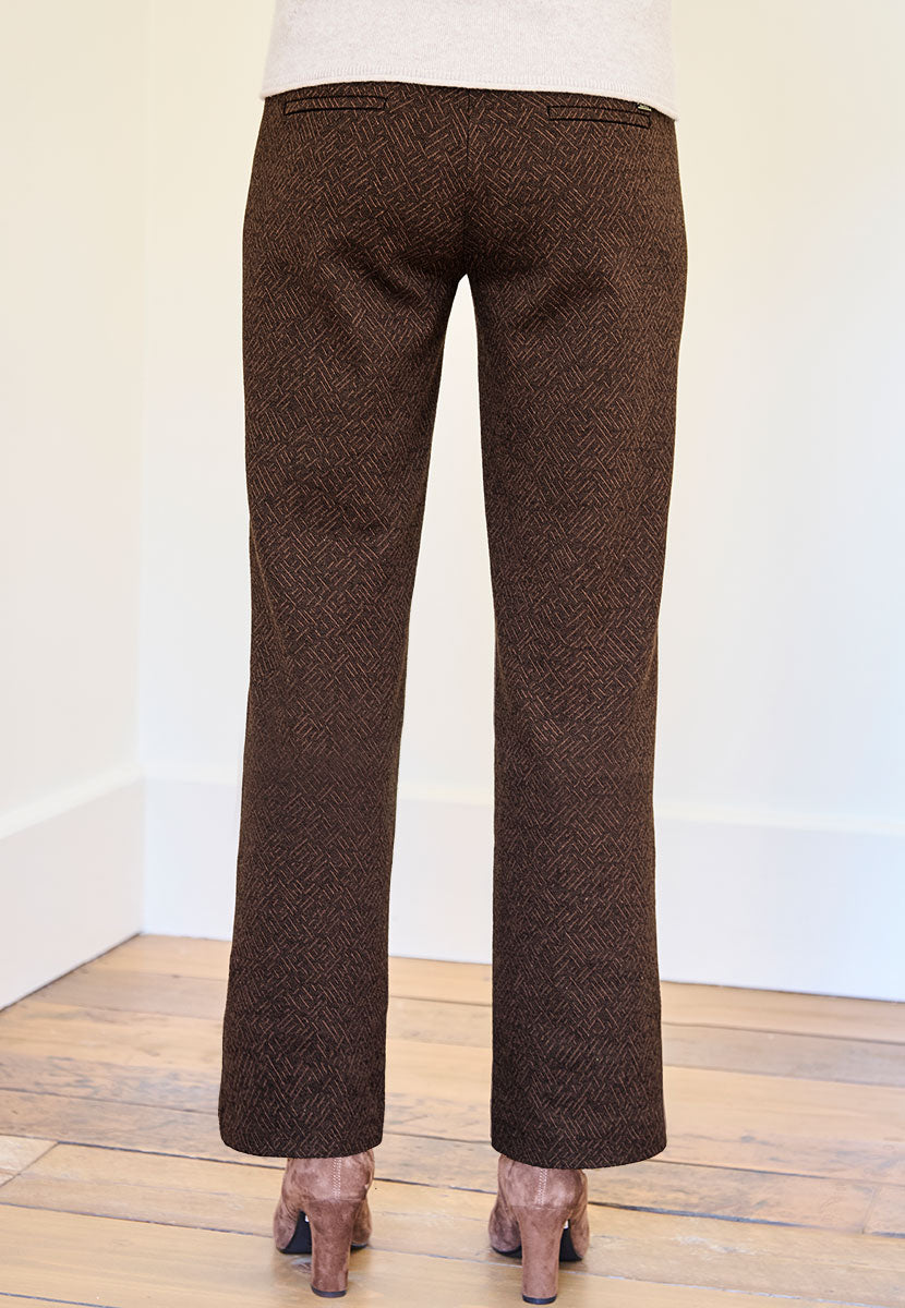 TONI Jenny Wide Leg Trouser - Chocolate Geo