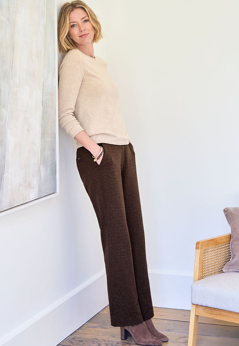 TONI Jenny Wide Leg Trouser - Chocolate Geo