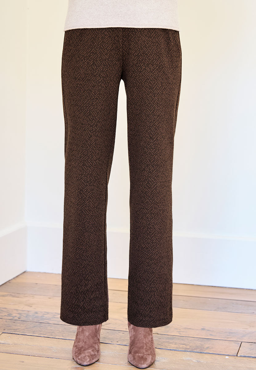 TONI Jenny Wide Leg Trouser - Chocolate Geo
