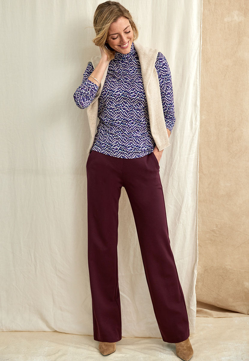 TONI Jenny Wide Leg Trouser - Deep Mulberry