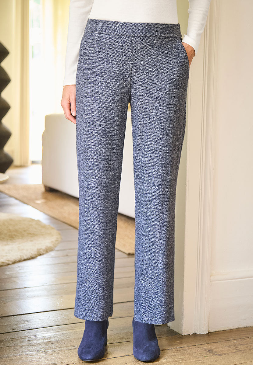 TONI Jenny Wide Leg Trouser - Navy Tweed