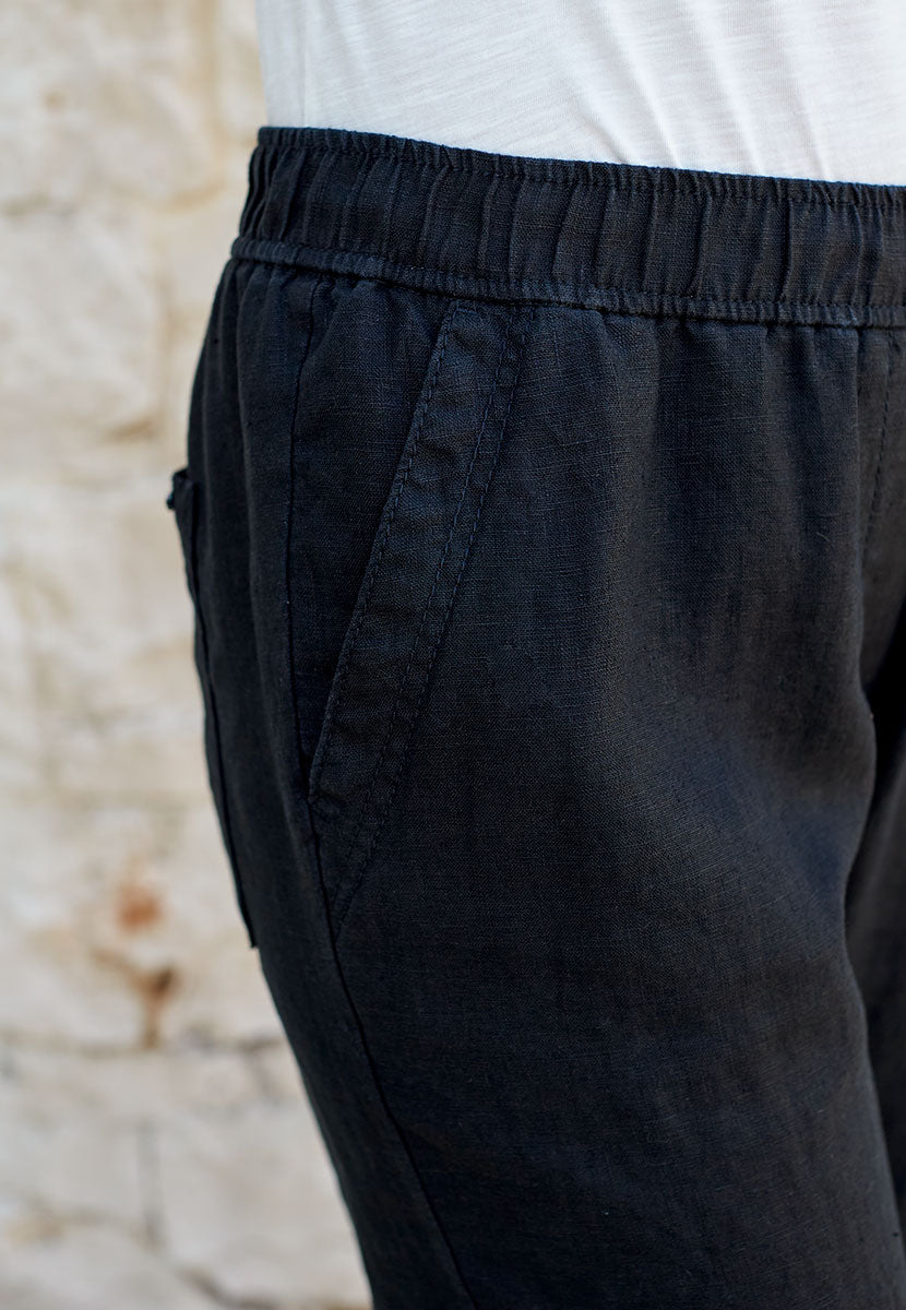 TONI Summer Linen Wide Leg Trousers - Black