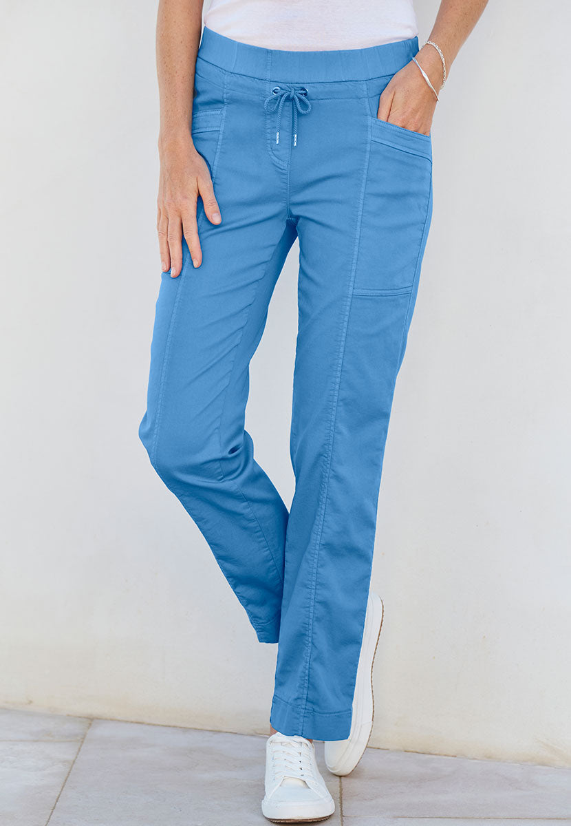 TONI Sue Tapered Leg Pull on Trousers - Cornflower Blue