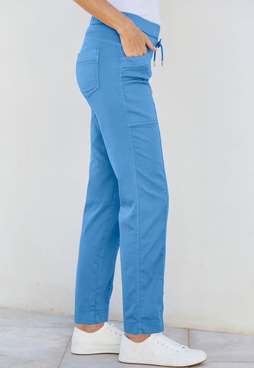 TONI Sue Tapered Leg Pull on Trousers - Cornflower Blue