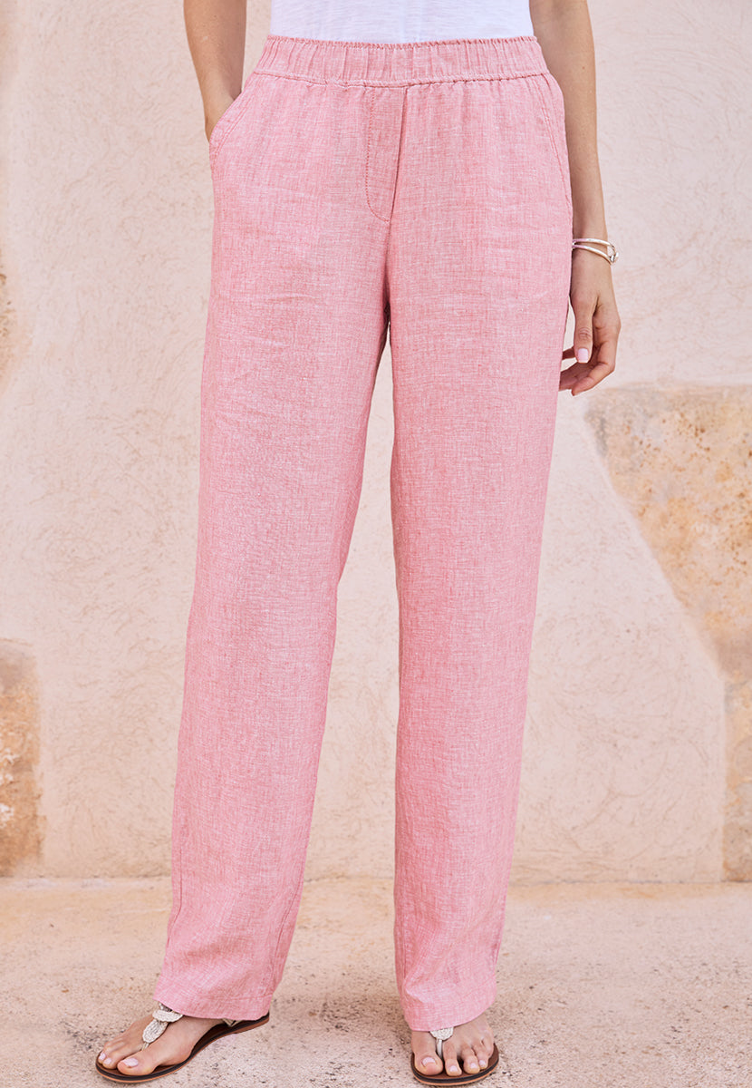 TONI Summer Linen Wide Leg Trouser - Rose