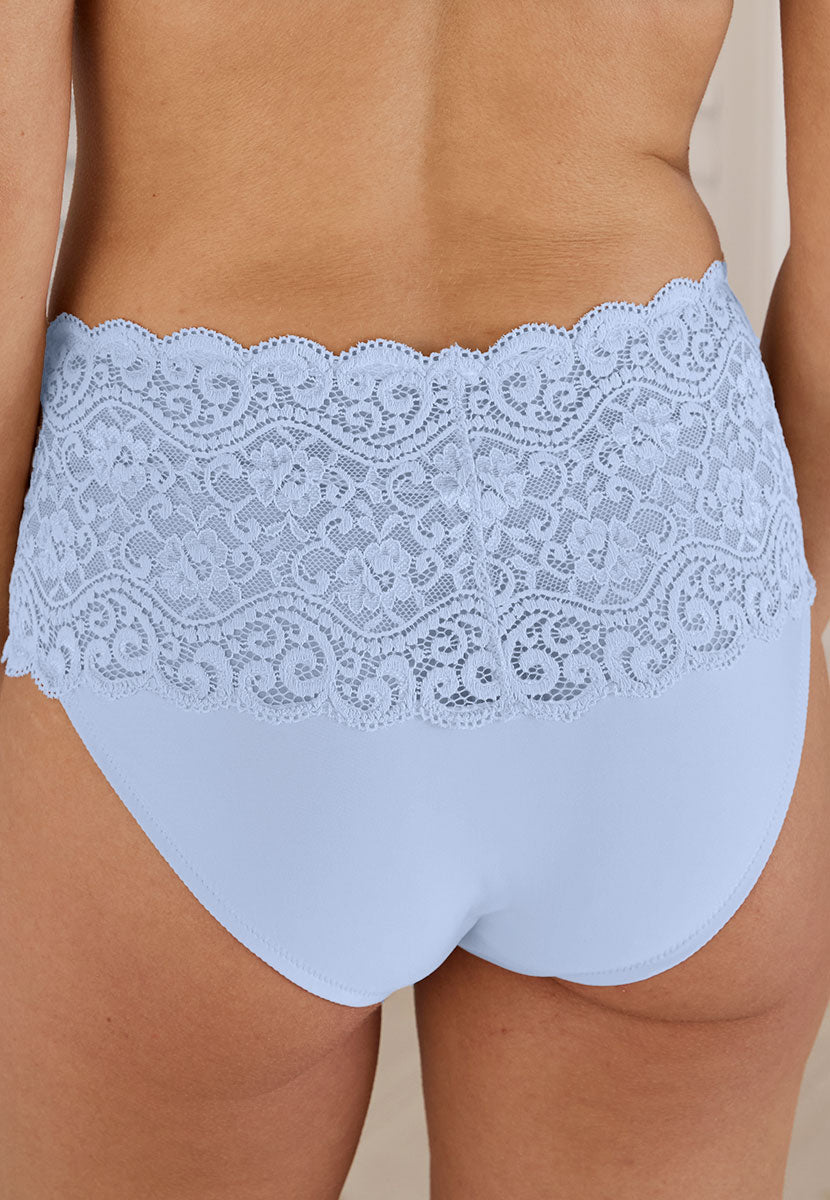 Triumph Amourette Full Lace Brief - Ice Blue Light Blue Beautiful Stretchy Lace Overlay Design Back View