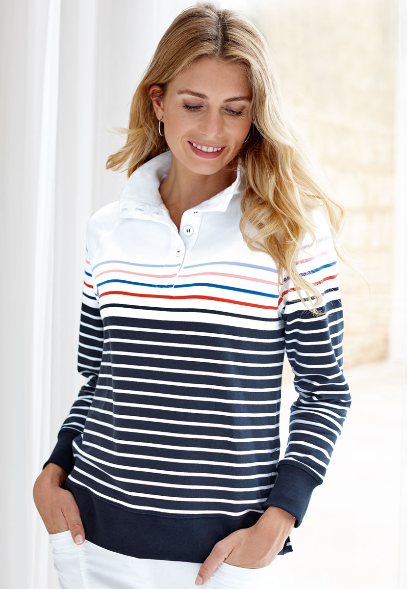 Clara Cosy Sweatshirt - Navy/White Stripe