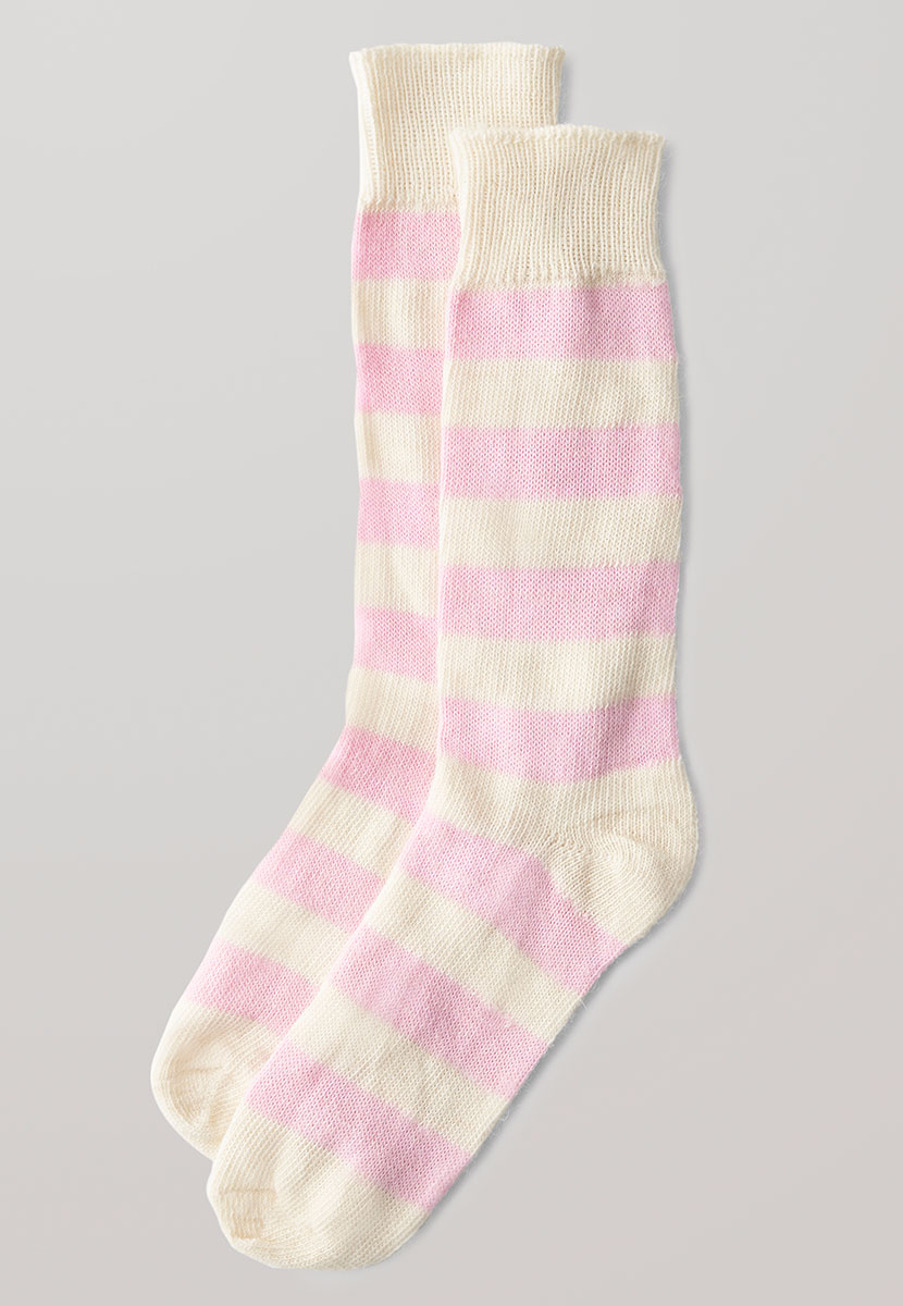 Cosy Alpaca Bed Socks - Pink Stripe