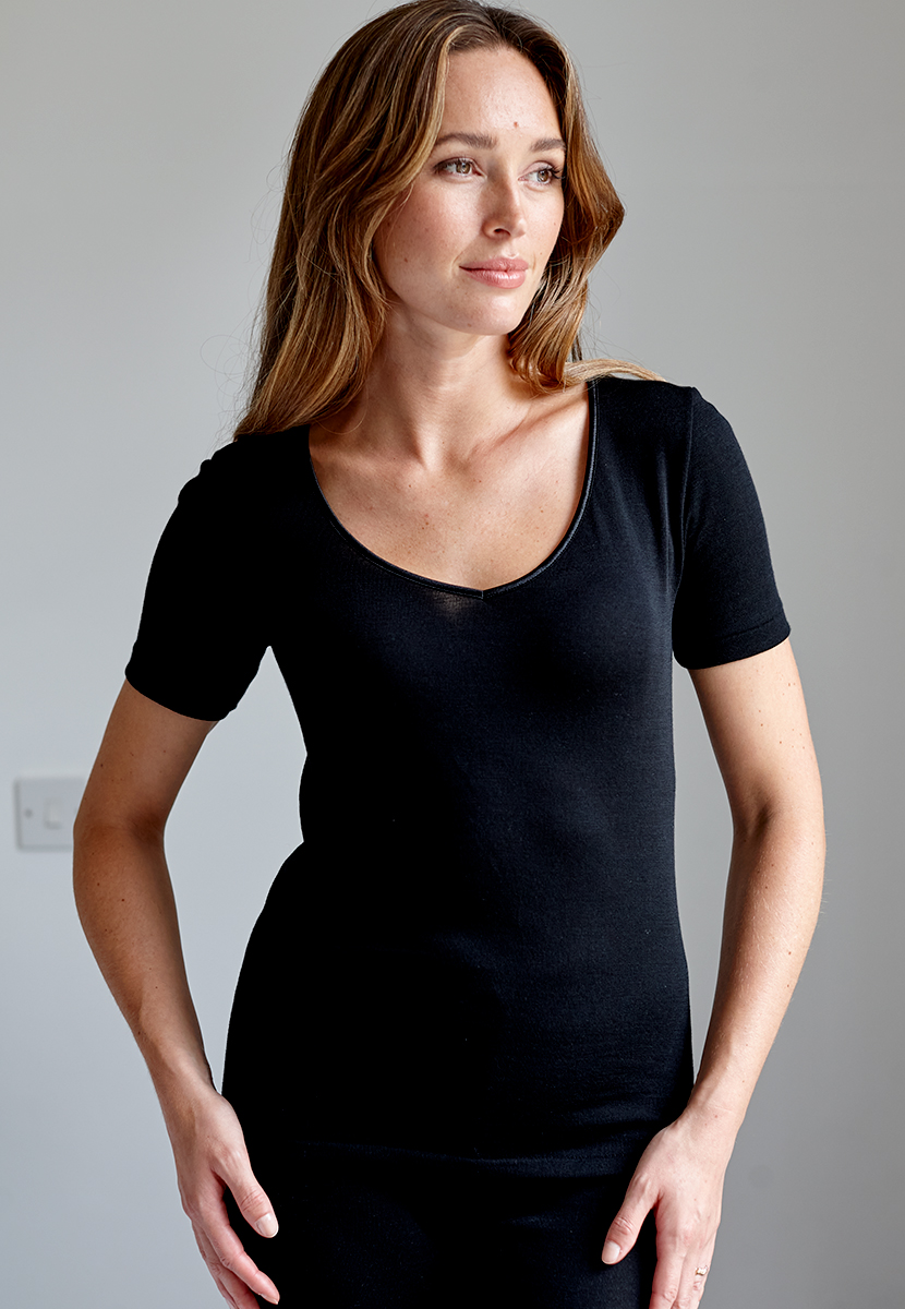Verona Thermal Short Sleeve Vest - Black
