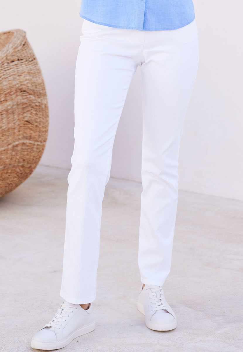 BRAX Pamina Elasticated Waist Trouser - White