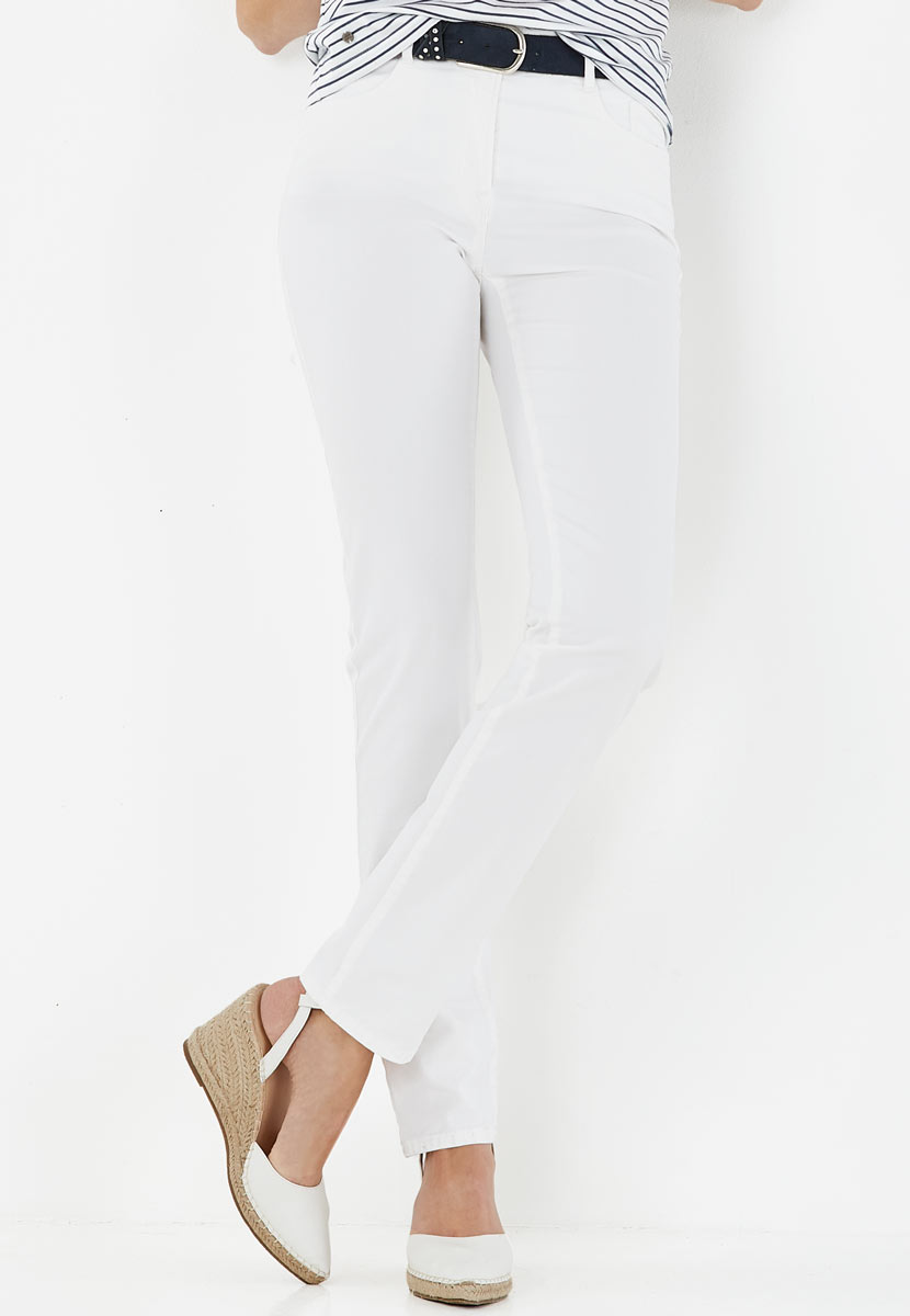 BRAX Summer Denim Carola Curvy Fit Trouser - White