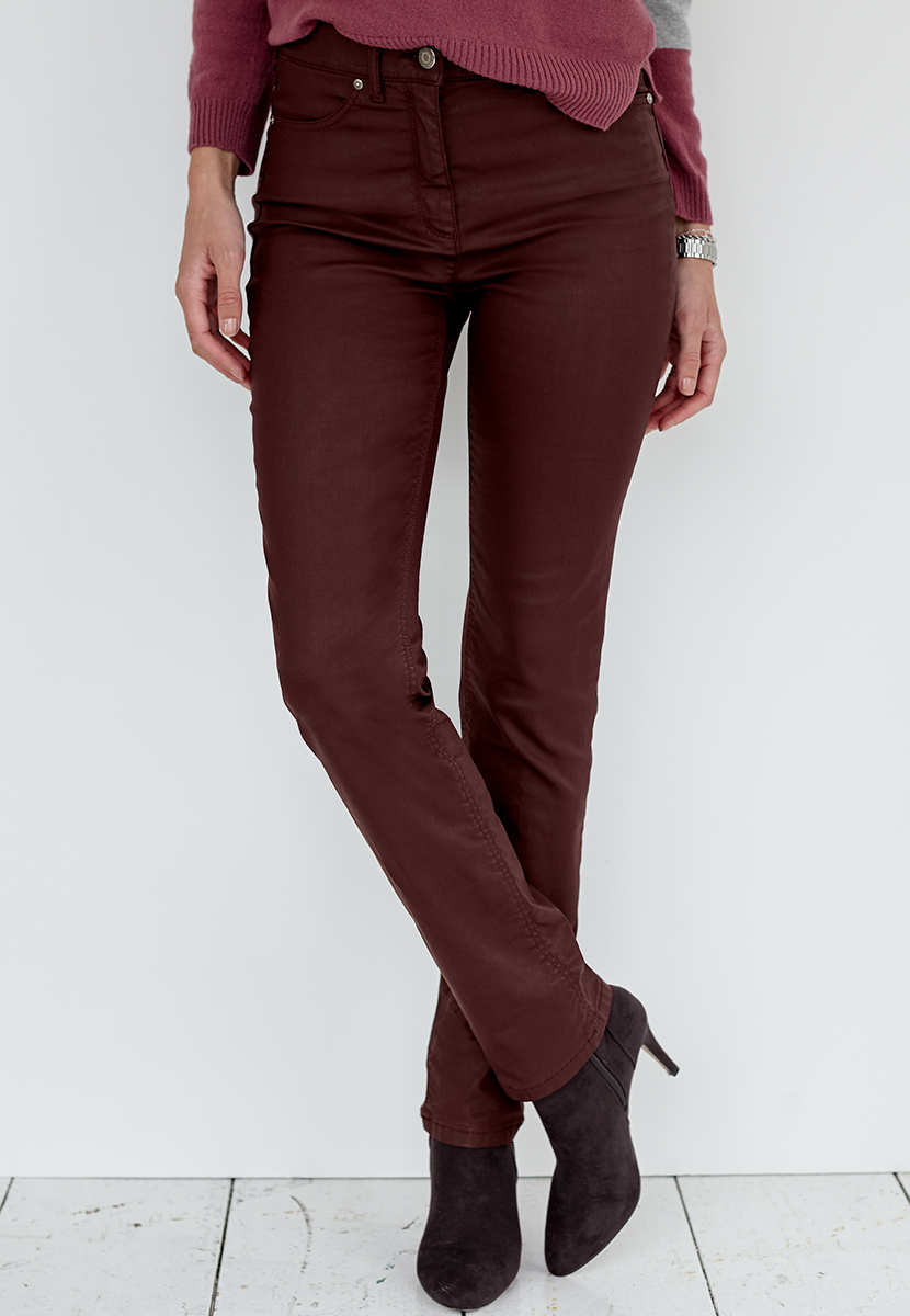 Toni - Be Loved Coated Trousers - Deep Fig