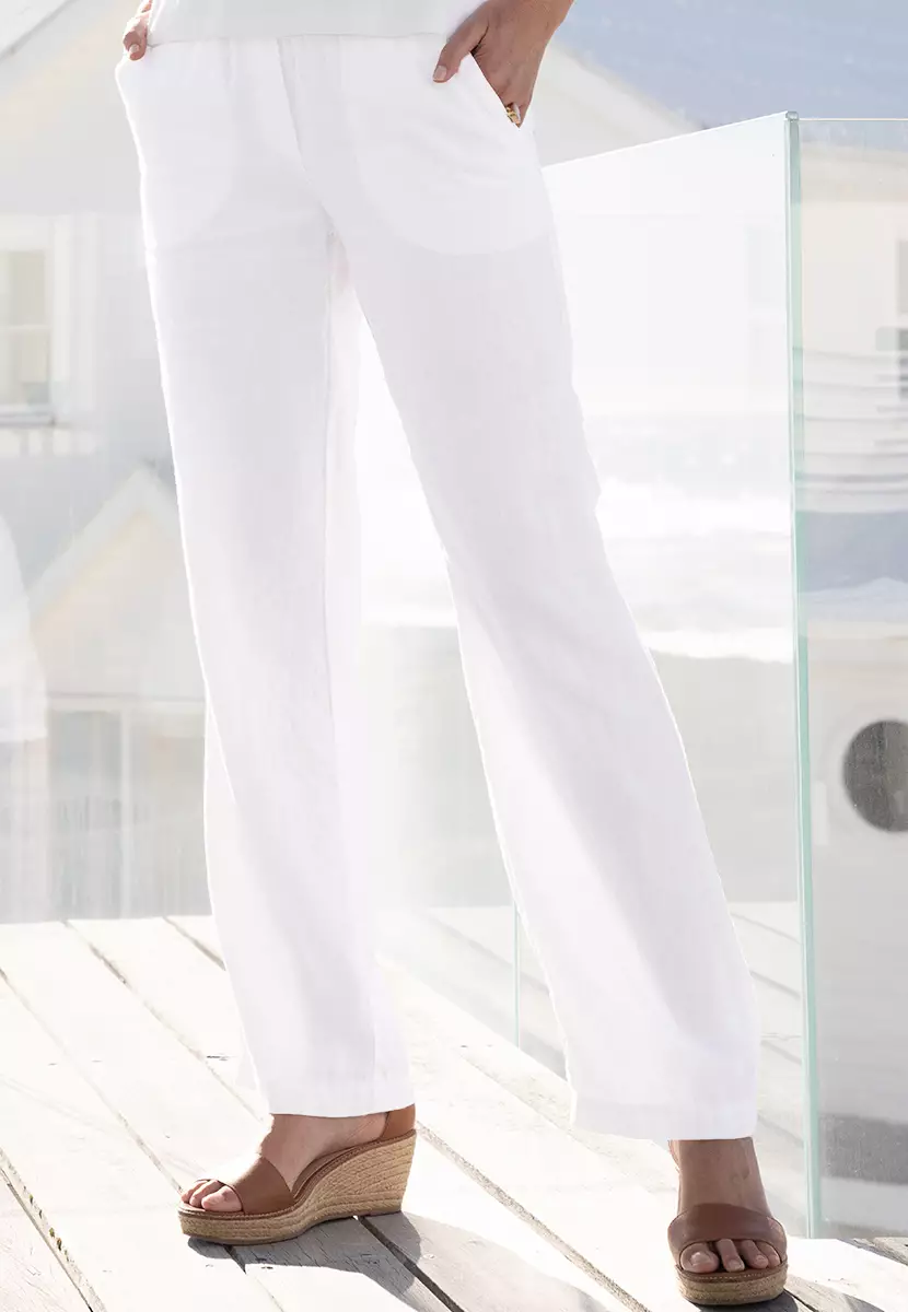 Toni - 29 Inch Leg Summer Linen Trouser - White